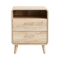 Modern Wooden Nightstand with Drawers and Open Shelf